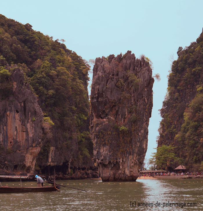 Front view of James bond Island with the beach of Khao Phing Kan in the background