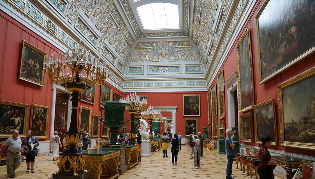 Inside one of the many exhibition rooms of the Hermitage Museum in St. Petersburg