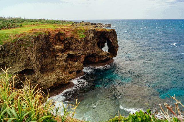 view of the The impressive arch of Manzamo Cliff in Okinawa, Japan