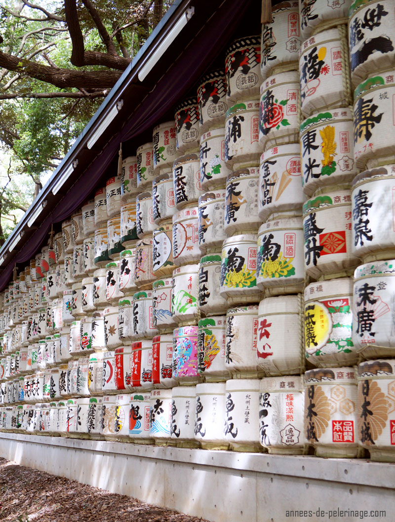 Sake barrels at meiji shrine tokyo, japan