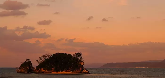 small island in front of the coast of okinawa, japan