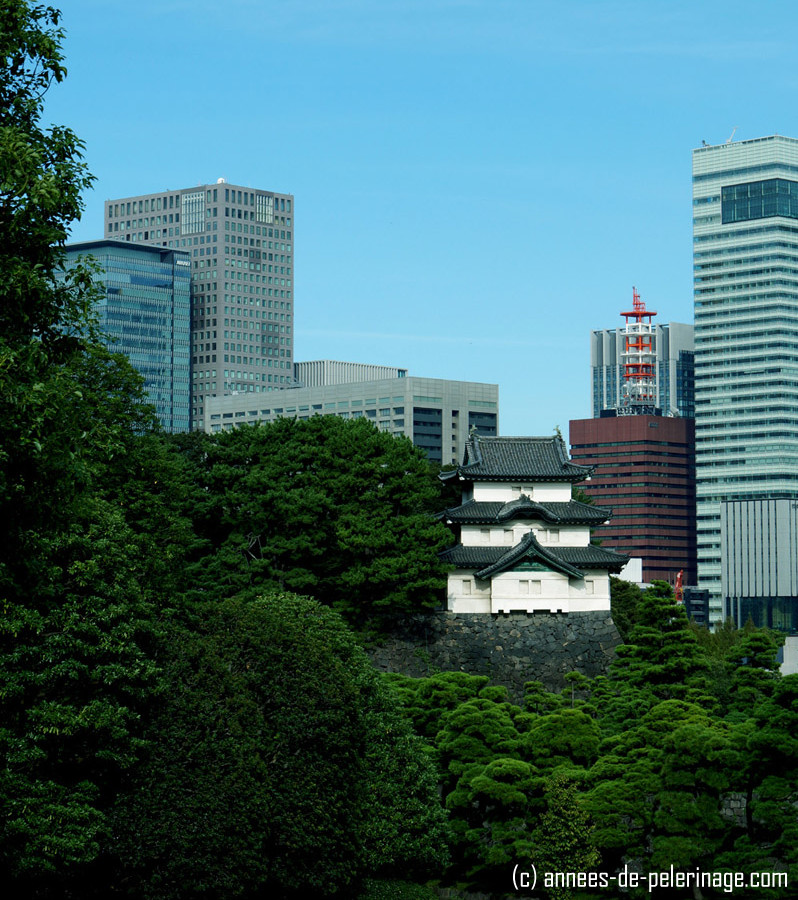 view on marunouchi from the imperial palace tokyo with Fujimi-yagura