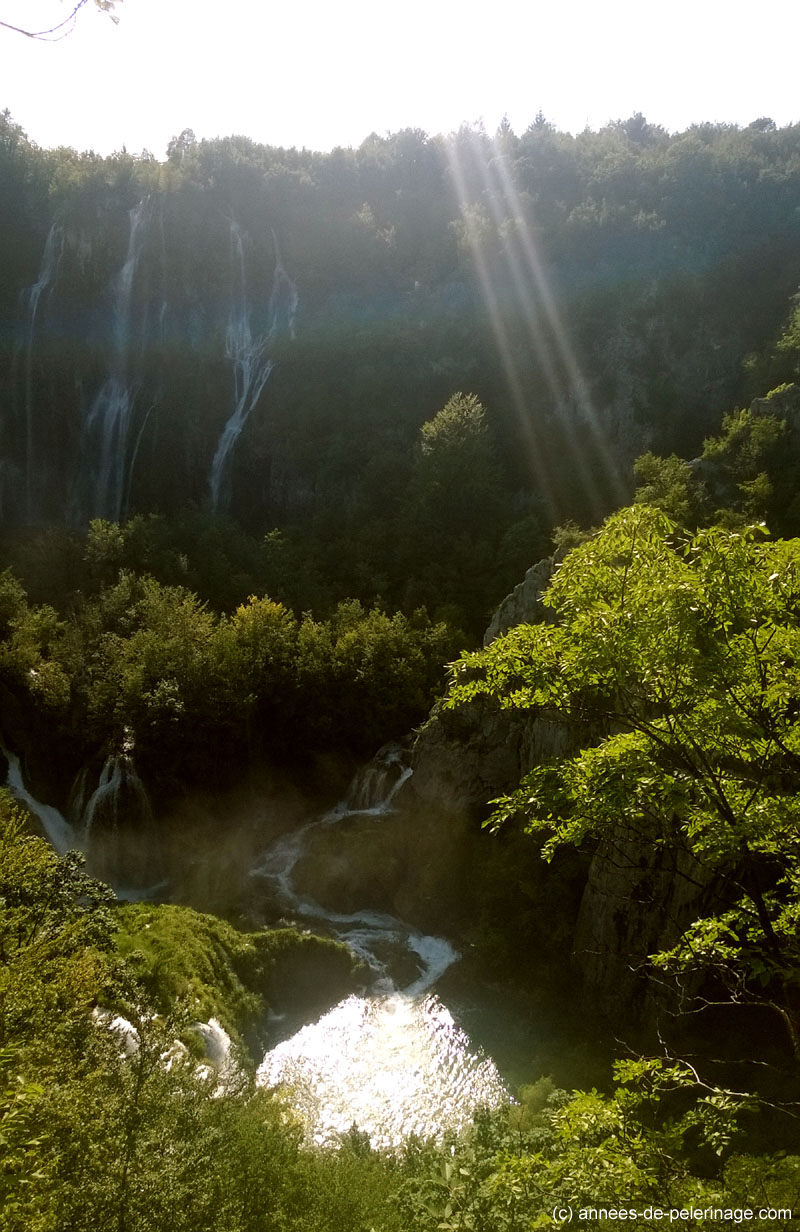 large waterfall (Veliki Slap) from above Plitvice Lakes National Park Croatia