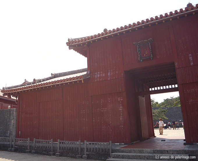 Wodden entrance gate to inner courtyard of Shuri Castle, Okinawa