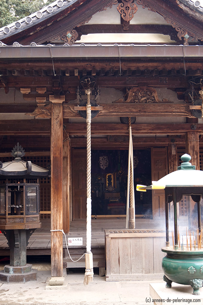 The fudo Hall inside Kinkaku-ji garden - no gold adoring these walls