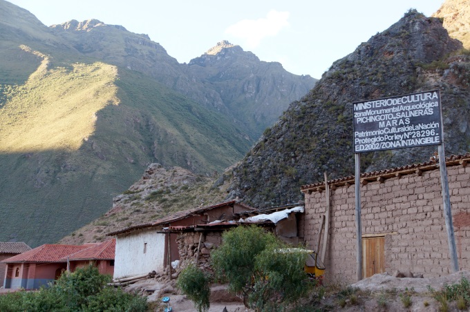 The offical entrance to the maras salt mines in Peru