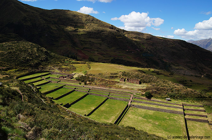 the tipon inca terracces seen from above, near the intiwatana