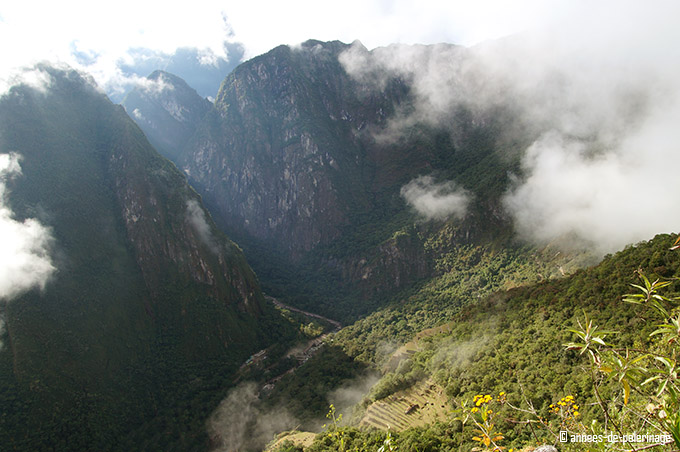 The view down to aguas calientes from wayna picchu