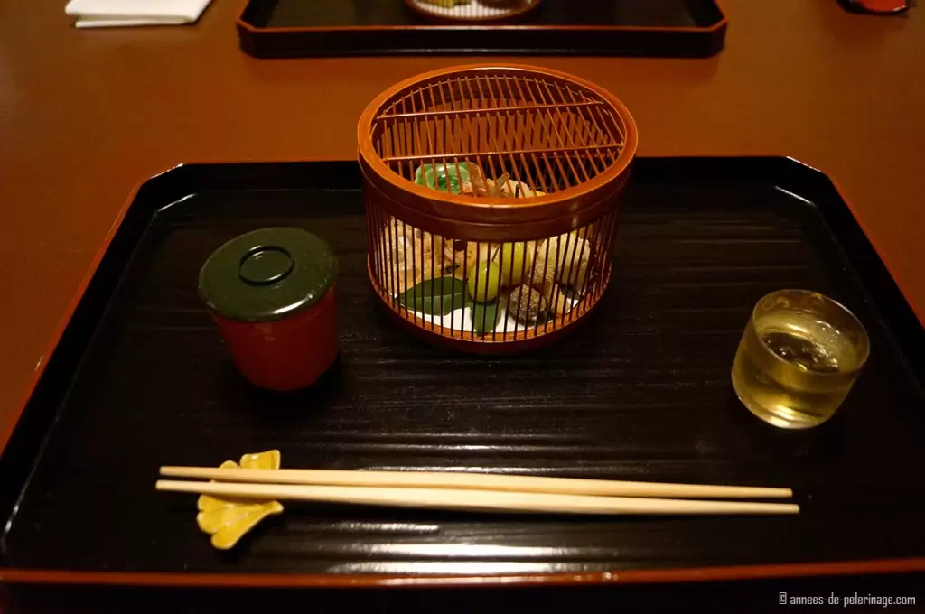 kaiseki dinner at tawaraya ryokan with autum vegetables