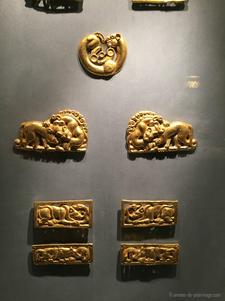 Ancient scythian gold on display in the gold room of the hermitage museum