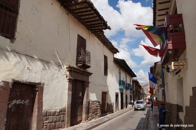 The streets of cusco with many colorful balconies