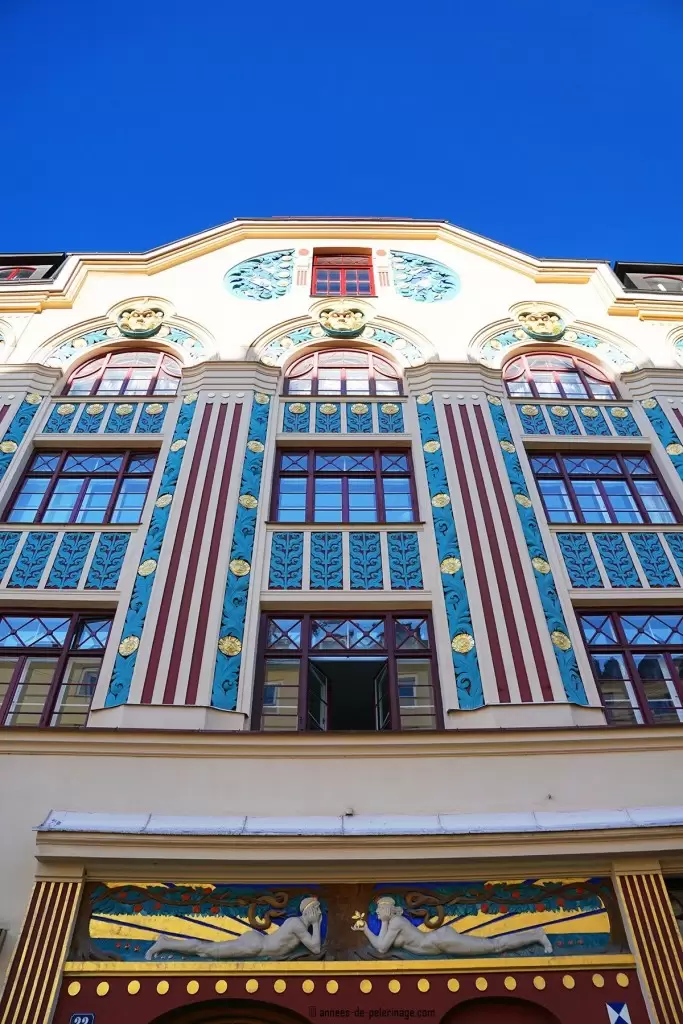 colorful Art Nouveau house at the Ainmillerstrasse 22 in Munich