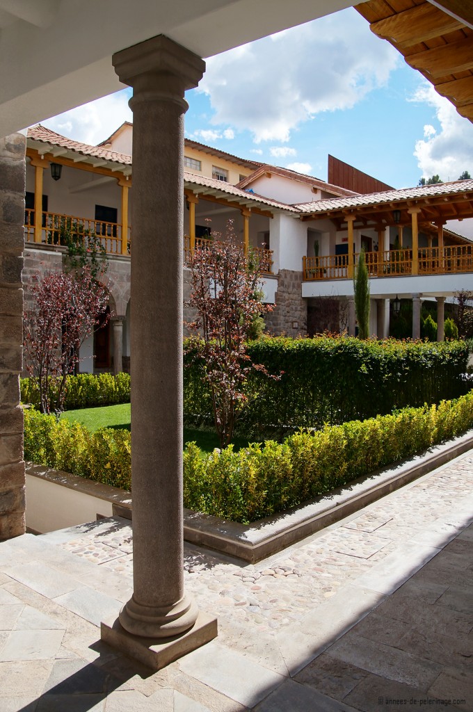 A courtyard inside the Belmond Palacio Nazarenas boutique luxury hotel in Cusco