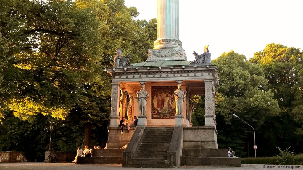 The base of the Friedensengel monument, or angel of peace in Munich