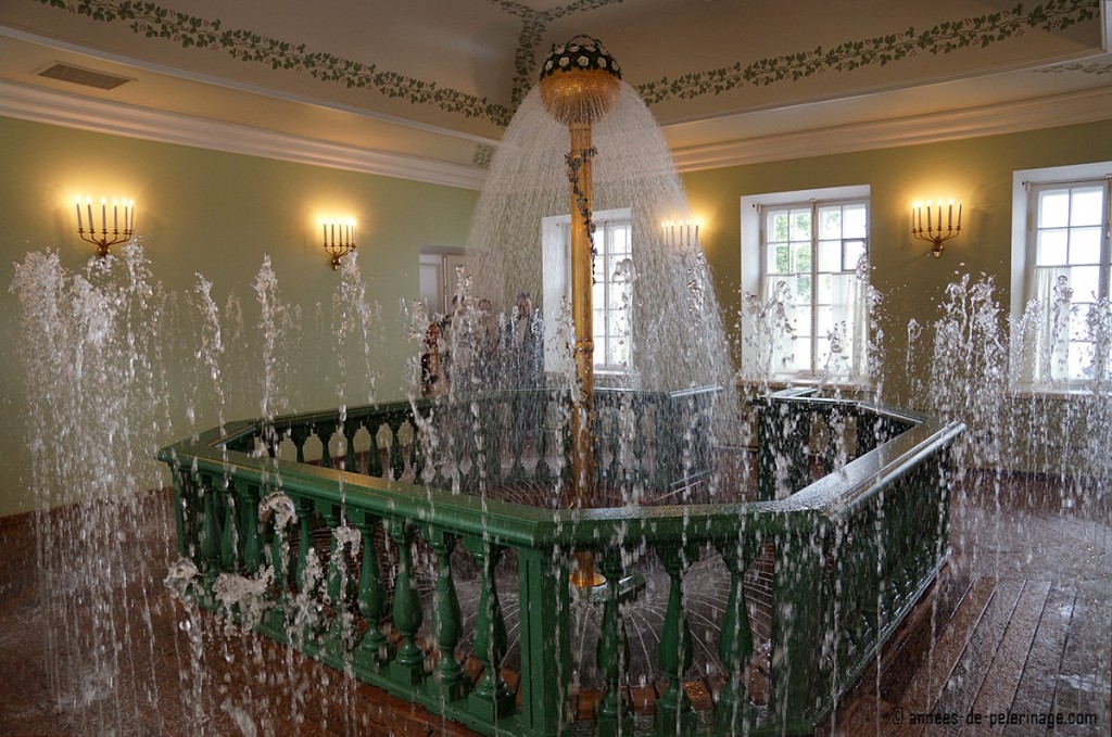 The grand water Fountain in the Bathhouse Wing of the Monplaisir Palace in Peterhof, St. Petersburg