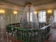 The grand water Fountain in the Bathhouse Wing of the Monplaisir Palace in Peterhof, St. Petersburg