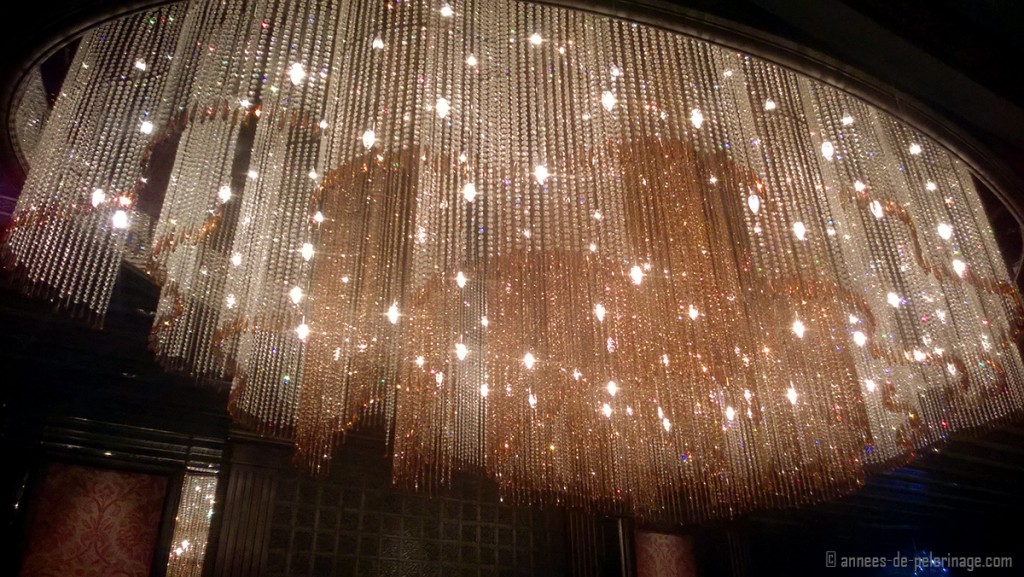 A crystal chandelier inside the italien restaurant "Precorso" at Four Seasons Hotel Lion Palace St.Petersburg, Russia