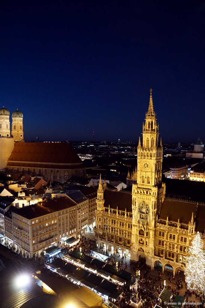 The munich christmas market seen from atop Alter Peter church tower