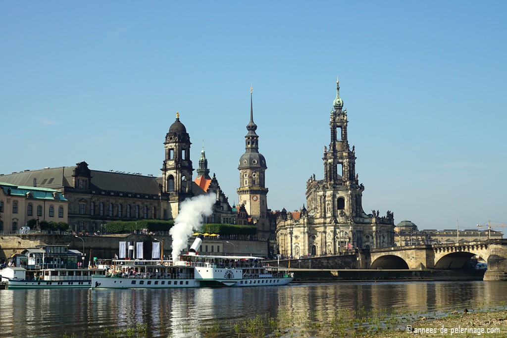 The City of Dresden, Germany, seen from the banks of the river Elbe