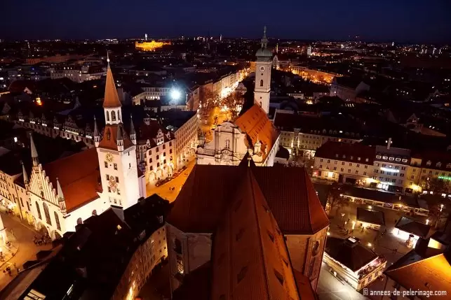 The view on Munich from the Alter Peter belfry at night