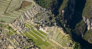 The central Squar of Machu Picchu seen from above