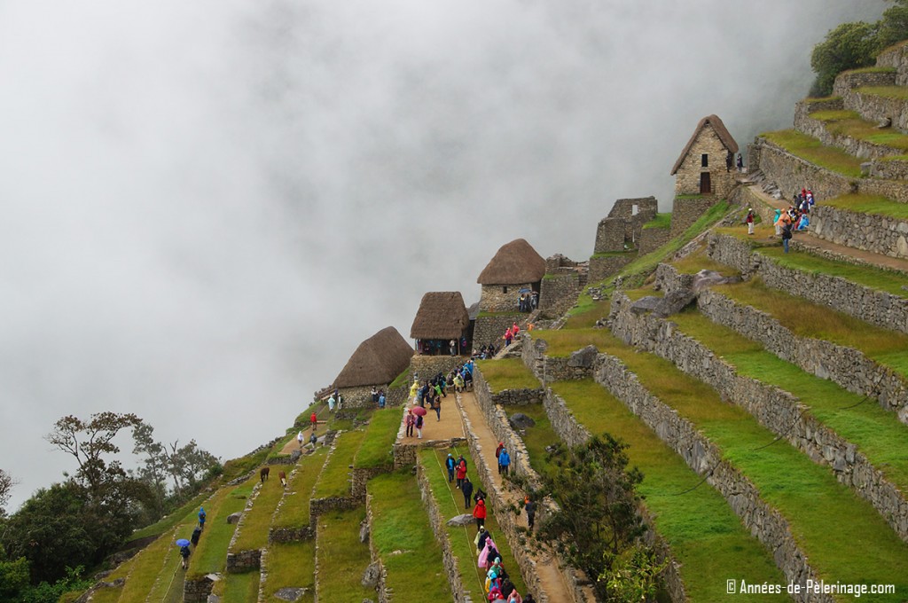 The agricultural sector of Machu Picchu with granaries at the far back