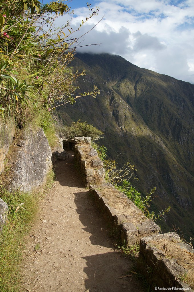 The jaw dropping path leading to the Inca Bridge on the outskirts of Machu Picchu