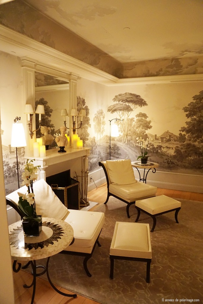 The relaxation room inside the spa of the Four Seasons Hotel George V in Paris