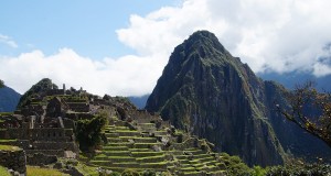 The view on Machu Piccu from the entrance, with parts of the industrial sector