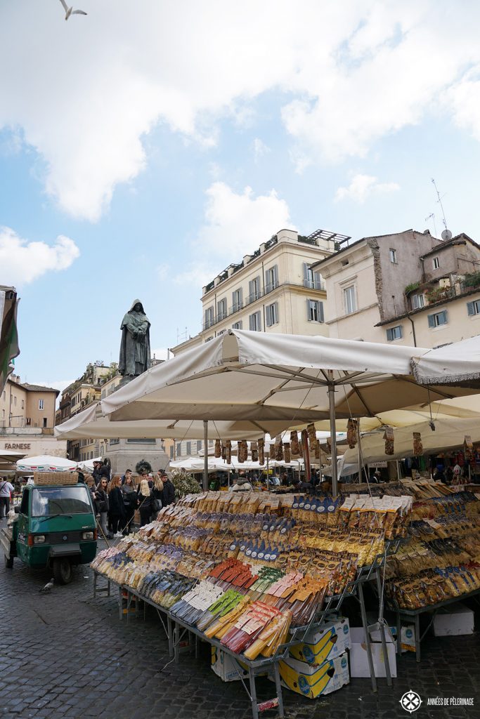 The Campo del Fiori Food market in the heart of Rome