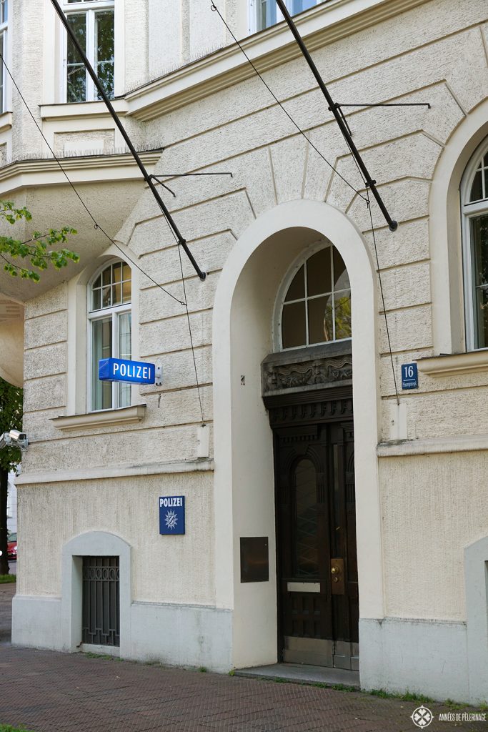 The entrance to the police station, what was once Adolf Hitler's apartment in Munich