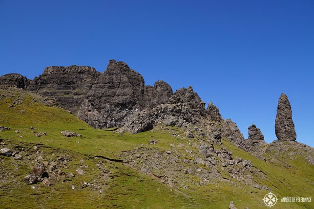 The Old man of Storr on the Isle of Skye in Scotland - a 40 meter high rock needle