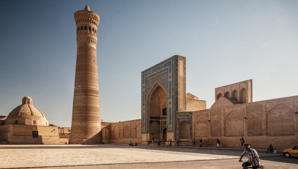 An ancient minaret in Bukhara in Uszbekistan