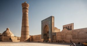 An ancient minaret in Bukhara in Uszbekistan