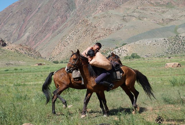 A game of ordarysh. The wrestling game is done on horseback. Whoever falls down first, loses. Definitely put this on your list of things to do in Kyrgyzstan