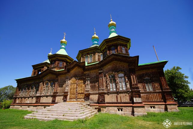 The russian orthodox church in Karakol Kyrgyzstan. If you are looking for things to do in Kyrgyzstan, this should be on your list.