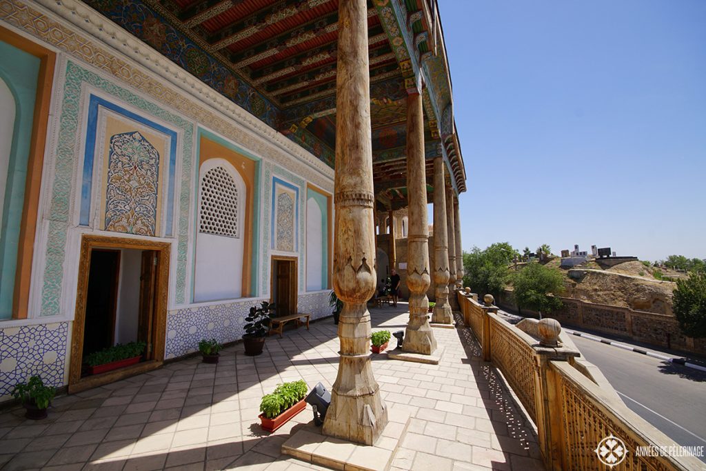 The balcony of Khazret-Khyzr Mosque in Samarkand, Uzbekistan