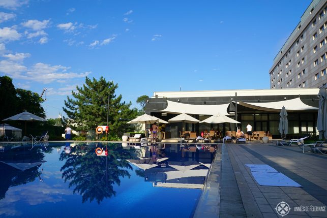 The pool of the Hyatt Regency in Bishkek Kyrgyzstan. The only true luxury hotel to speak off