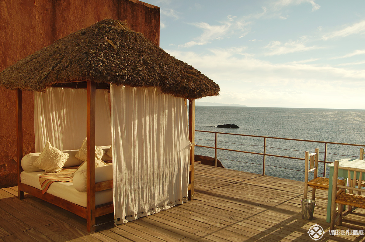 The terrace of the Titilaka lodge in Peru. One of the best luxury hotels in Peru