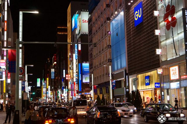 The Ginza in Tokyo at night. One of the many shopping distrcits of Japan's capital and a must place to see