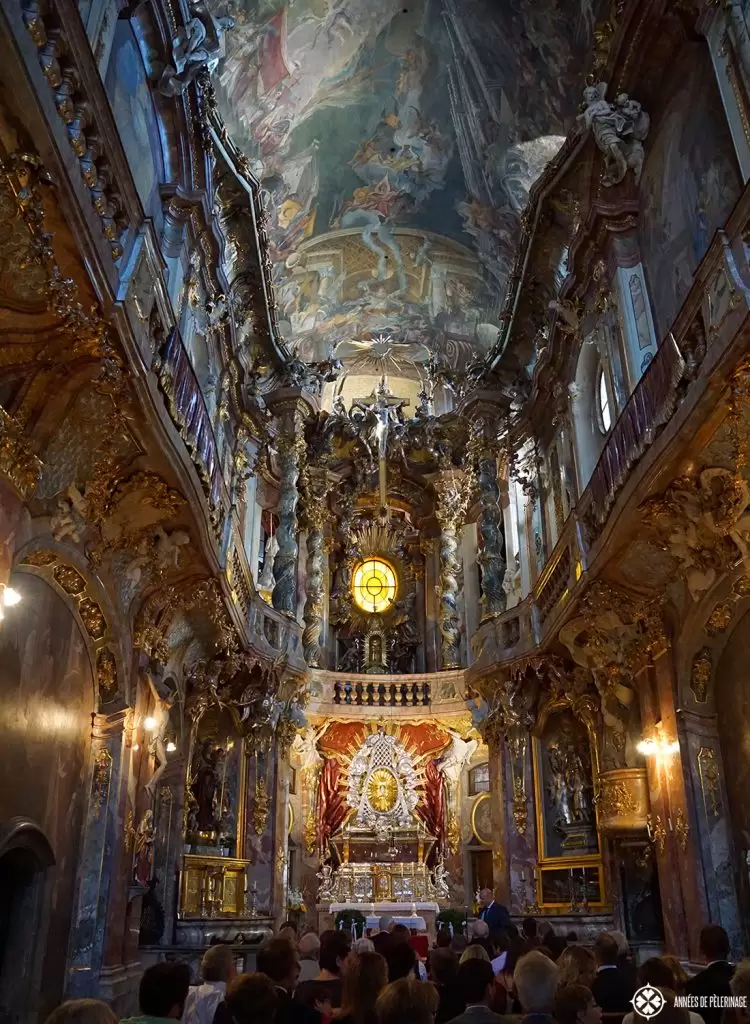 Inside the famous Asamkirche in Munich, Germany