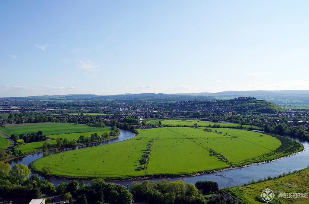 Stirling and the river Forth as seen from Wallace monument in Scotland