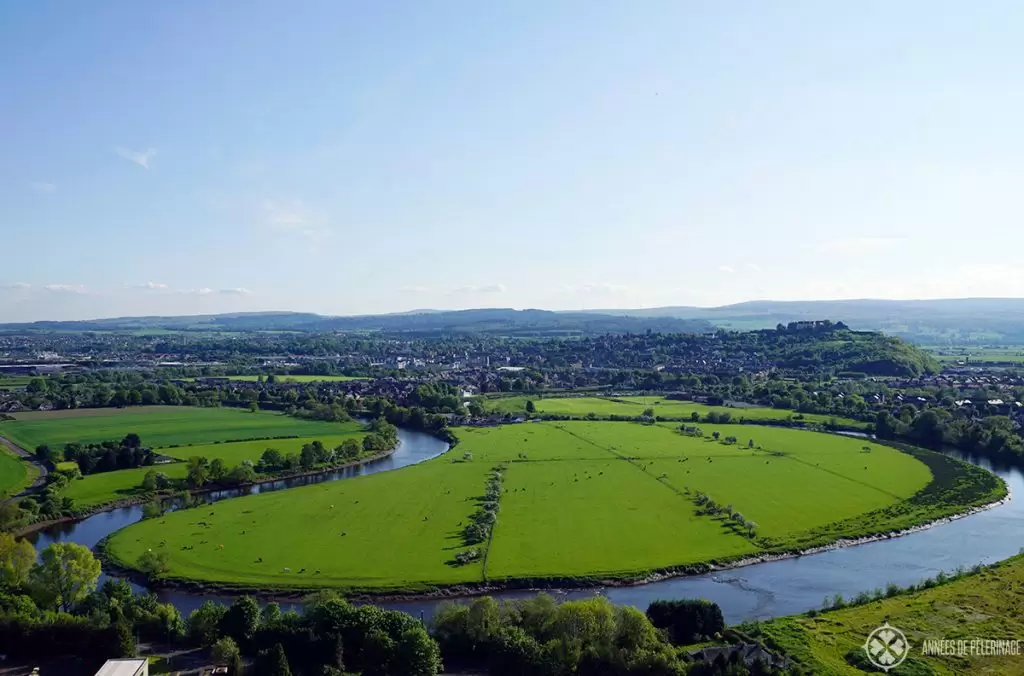 Stirling and the river Forth as seen from Wallace monument in Scotland