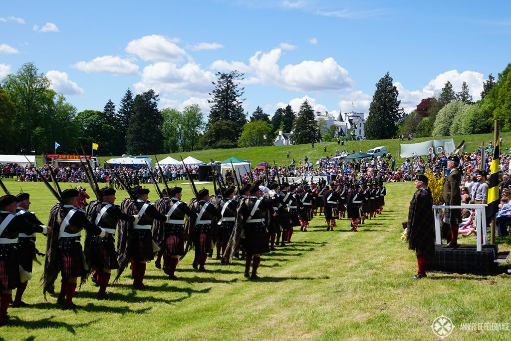 The duke of Athol opening the Athol highland games, Scotland