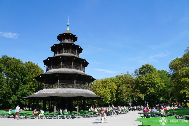 The famous beer garden "Chinesischer Turm" in Munich