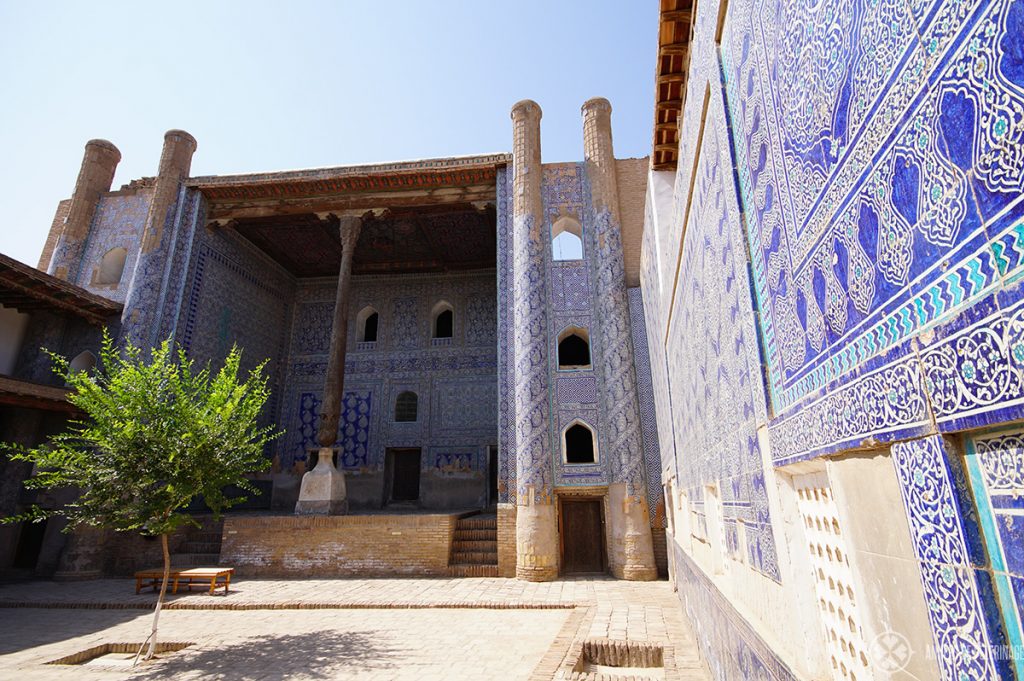 The blue courtyards in the Tash-Kauli Palace in Khiva, Uzbekistan