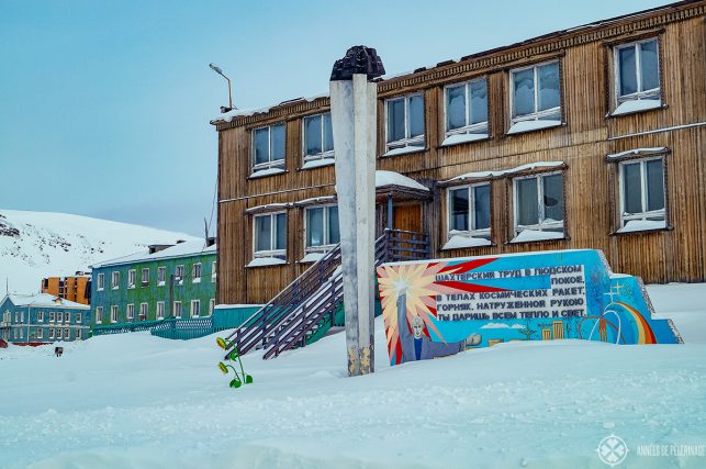 Post communist buildings in the abandoned mining town of barentsburg