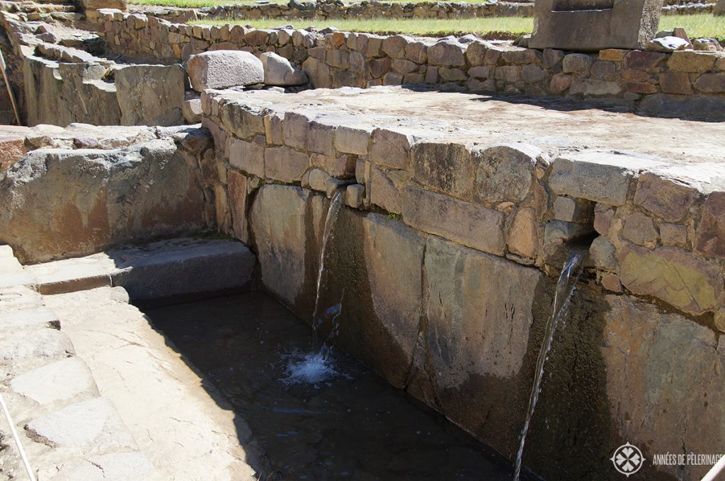 Active fountains in Ollantaytambo, Peru - part of the templo del agua