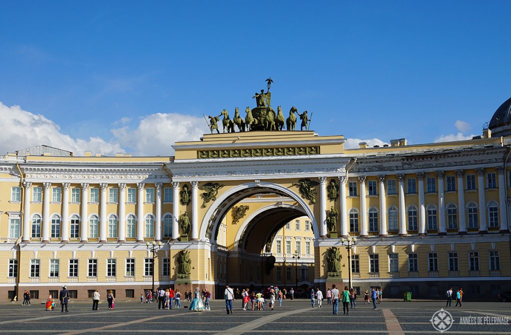 The Gernal Staff building on palace square in St. Petersburg, Russia - one of the many things to do in St. Petersburg