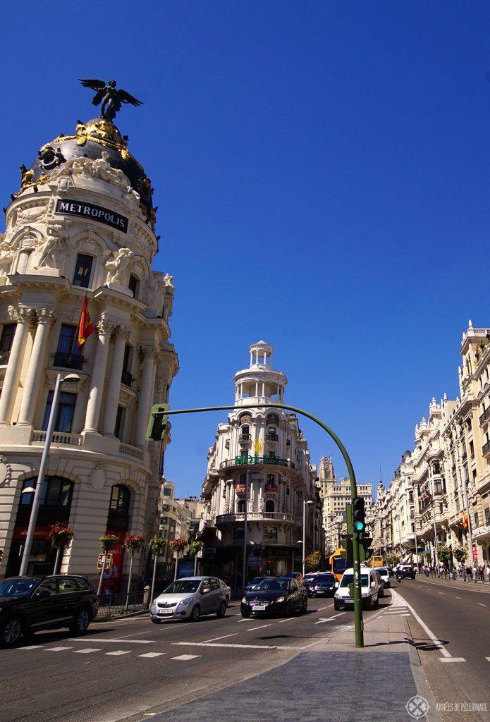 The Calle De Alcalcá in Madrid spain, where lots of important landmarks can be found
